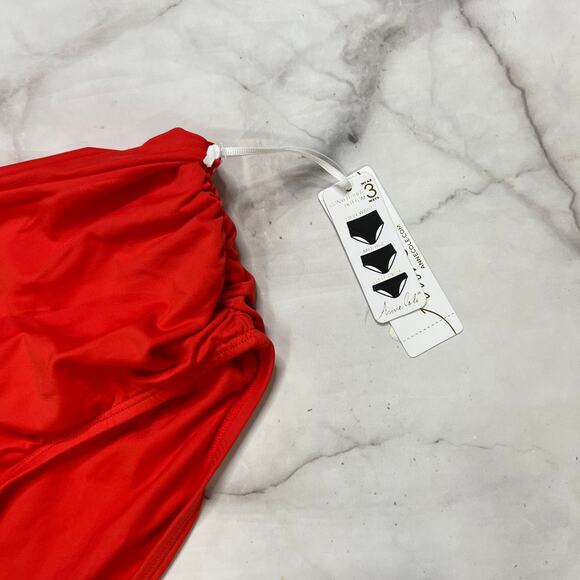 Anne Cole High Waist Bikini Bottom Spice Red Size M Convertible 3-way Shirred - Picture 3 of 5